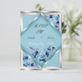 UAWG Wedding Aquamarine Lila Rose Silver Bouquet Einladung (Stehend Vorderseite)
