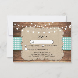 UAWG Wedding Aquamariner Karo Holzhellkarten Einla RSVP Karte