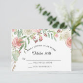 UAWG Wedding Bale Blush Elfenbeinblume Rose Blühen Einladung (Stehend Vorderseite)