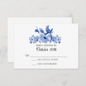 UAWG Wedding Blue Chinoiserie Blumengestein Einladung (Vorne/Hinten)