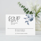 UAWG Wedding Blue Floral Card RSVP Karte (Stehend Vorderseite)