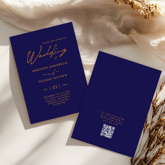 UAwg Wedding Blue Gold Moderne Typografie Einladung