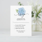 UAWG Wedding Blue Hydrangea RSVP Karte (Stehend Vorderseite)