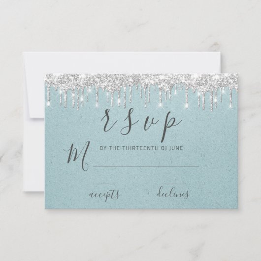 UAWG Wedding Bridal Dusche Grau Silber Tropfen Was RSVP Karte (Vorderseite)
