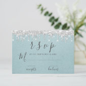 UAWG Wedding Bridal Dusche Grau Silber Tropfen Was RSVP Karte (Stehend Vorderseite)