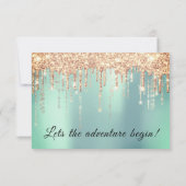 UAWG Wedding Bridal Rose Gold Tropfen Coral Minze RSVP Karte (Rückseite)