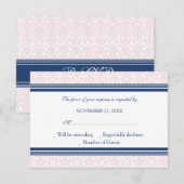 UAwg Wedding Card Blush Damask RSVP Karte (Vorne/Hinten)