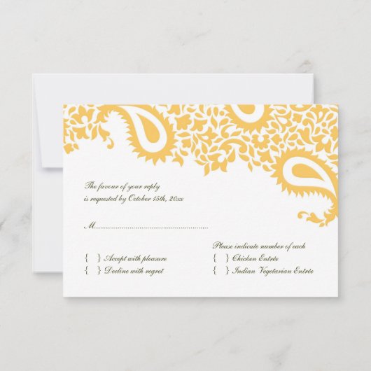 UAWG Wedding Card with Food Option RSVP Karte (Rückseite)