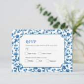UAWG Wedding Chintz Blue & White Floral Ditsy Einladung (Stehend Vorderseite)