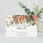 UAWG Wedding Coral Blush Ivory Rose Peony Ferns Einladung (Stehend Vorderseite)