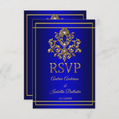 UAWG Wedding Elegant Royal Blue Gold Jewel 2 Einladung (Vorne/Hinten)