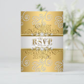 UAWG Wedding Elegante Gold Silver Lace Diamond RSVP Karte (Stehend Vorderseite)