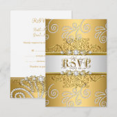 UAWG Wedding Elegante Gold Silver Lace Diamond RSVP Karte (Vorne/Hinten)