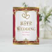 UAWG Wedding Elegante Red Gold Golden Golden Golde RSVP Karte (Stehend Vorderseite)