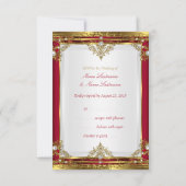 UAWG Wedding Elegante Red Gold Golden Golden Golde RSVP Karte (Rückseite)