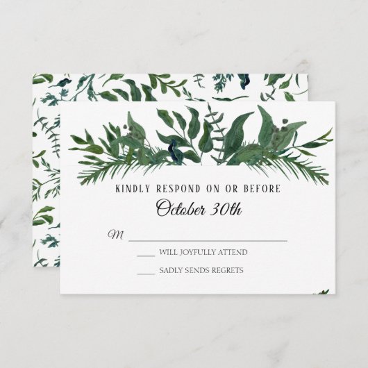 UAWG Wedding Emerald Forest Foliage Leaf Blätter Einladung (Vorne/Hinten)