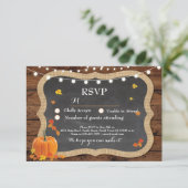 UAWG Wedding Fall Wood Response Cards Pumpkin RSVP Karte (Stehend Vorderseite)