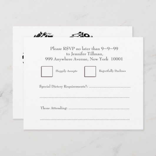 UAWG Wedding Feinschmeckers Herzliche Silberreakti RSVP Karte (Vorne/Hinten)