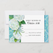 UAWG Wedding Floral Hydrangeas Aqua Damask Muster Einladung (Vorderseite)