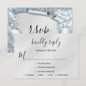 UAWG Wedding Glitzer Bridal Gray Silver Blue RSVP Karte (Vorne/Hinten)