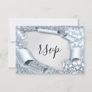 UAWG Wedding Glitzer Bridal Gray Silver Blue RSVP Karte