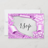UAWG Wedding Glitzer Bridal Gray Silver Pink RSVP Karte (Rückseite)