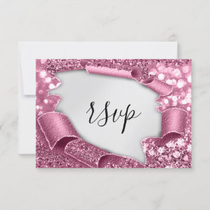 UAWG Wedding Glitzer Bridal Gray Silver Rose RSVP Karte