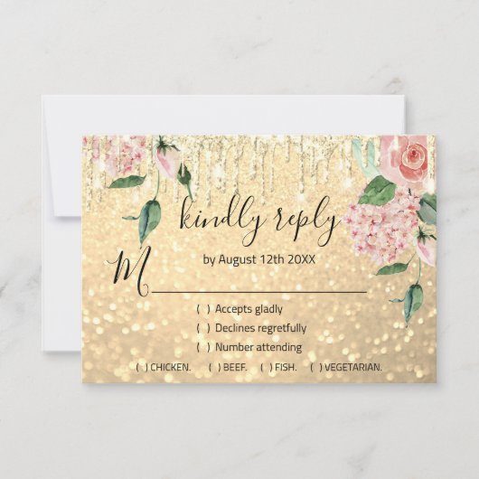 UAWG Wedding Glitzer Bridal Mint Glitzer Gold RSVP Karte (Vorderseite)