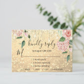 UAWG Wedding Glitzer Bridal Mint Glitzer Gold RSVP Karte (Stehend Vorderseite)