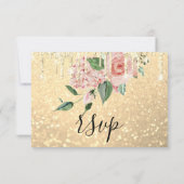 UAWG Wedding Glitzer Bridal Mint Glitzer Gold RSVP Karte (Rückseite)