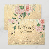 UAWG Wedding Glitzer Bridal Mint Glitzer Gold RSVP Karte (Vorne/Hinten)