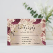 UAWG Wedding Glitzer Bridal Rose Gold Wreath RSVP Karte (Stehend Vorderseite)
