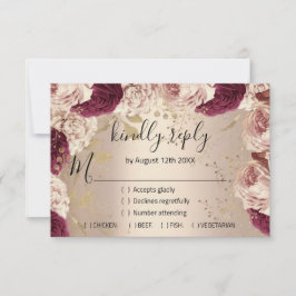 UAWG Wedding Glitzer Bridal Rose Gold Wreath RSVP Karte