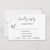 UAWG Wedding Glitzer Bridal White Pink Florals RSVP Karte (Vorderseite)