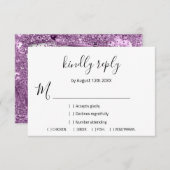UAWG Wedding Glitzer Bridal White Violet Lila RSVP Karte (Vorne/Hinten)