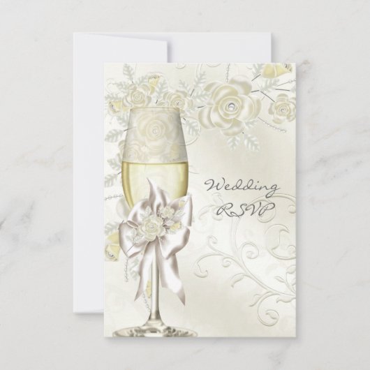 UAWG Wedding Gold Cream Pearl Floral Rose RSVP Karte (Vorderseite)