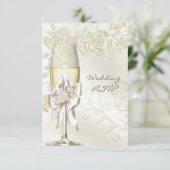 UAWG Wedding Gold Cream Pearl Floral Rose RSVP Karte (Stehend Vorderseite)