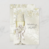 UAWG Wedding Gold Cream Pearl Floral Rose RSVP Karte (Vorne/Hinten)