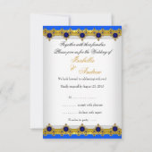 UAWG Wedding Gold Royal Blue Gem White Einladung (Rückseite)