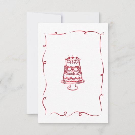 UAWG Wedding Hand Drawn Illustriert Red Einladung (Rückseite)
