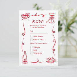 UAWG Wedding Hand Drawn Illustriert Red Einladung