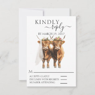 UAWG Wedding Highland Kuh RSVP Karte