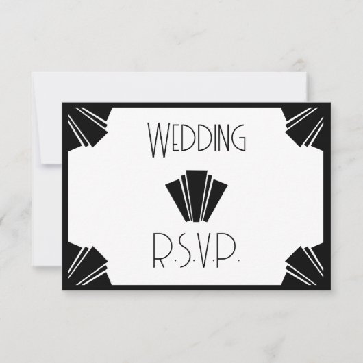 UAwg Wedding in Schwarz und Weiß RSVP Karte (Vorderseite)