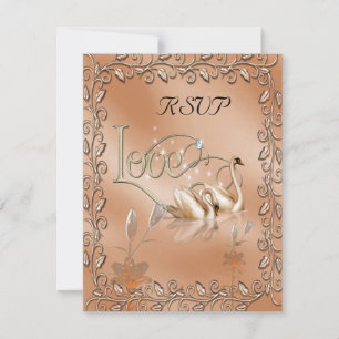 UAwg Wedding Liebe Swans Floral RSVP Karte
