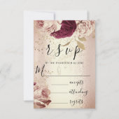 UAWG Wedding Marsala Florals Rose PinkGlam RSVP Karte (Vorderseite)