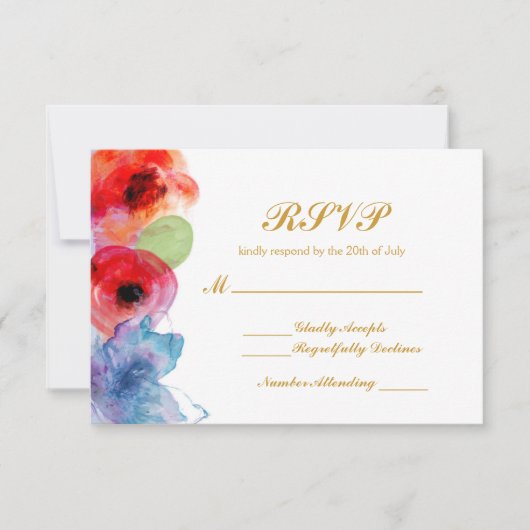 UAwg Wedding mit hellen Blume RSVP Karte (Vorderseite)