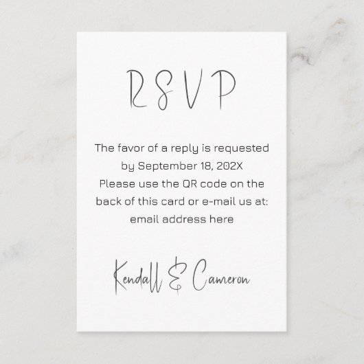 UAwg Wedding mit schwarzem und weißem QR-Code Begleitkarte (Vorderseite)