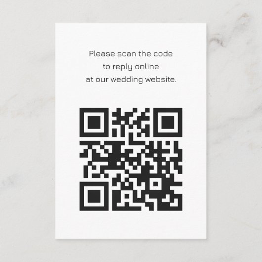 UAwg Wedding mit schwarzem und weißem QR-Code Begleitkarte (Rückseite)