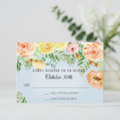 UAWG Wedding Modern Yellow Roses Blush Bloral Einladung (Stehend Vorderseite)