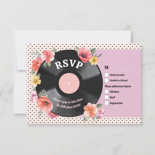UAWG Wedding Music Record Wedding Floral der 50er Einladung (Vorderseite)